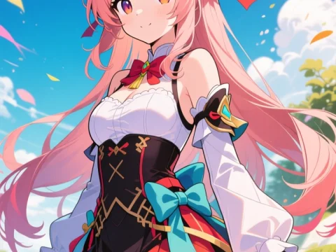 Anime Girl with Pink Hair in Fantasy Outfit