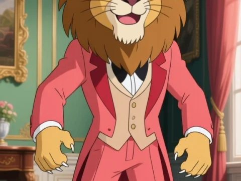 Anime Lion in Aristocratic Attire