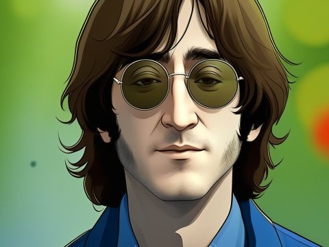 Anime Style Portrait of a Man with Round Glasses