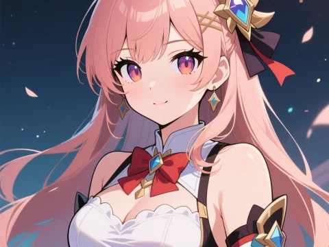 Anime Style Portrait of a Pink-Haired Female Character