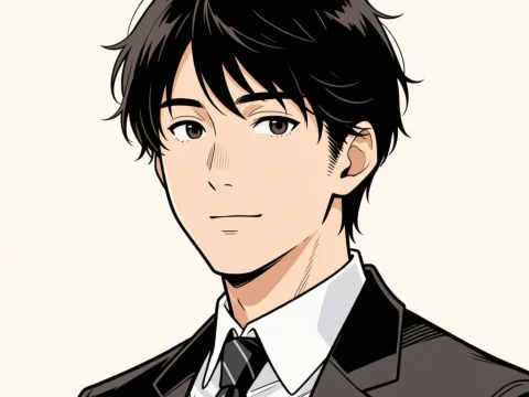 Anime Style Portrait of a Young Man in Suit