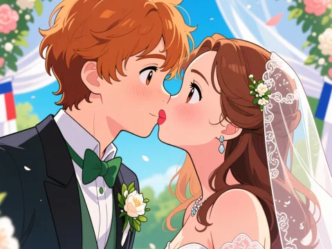 Anime Style Wedding Kiss