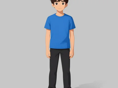 Anime Style Young Boy in Casual Outfit