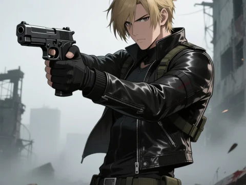 Anime Survival Horror Agent in Tactical Gear