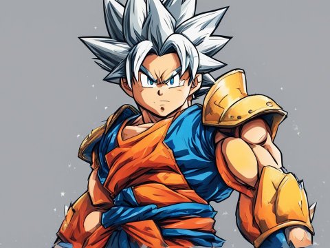 Anime Warrior in Armor with White Hair