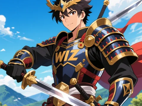 Anime Warrior in Ornate Armor with Twin Swords