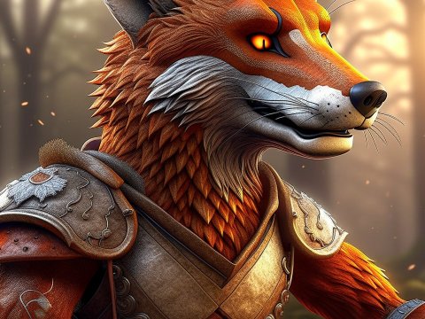 Anthropomorphic Fox Warrior in Detailed Armor