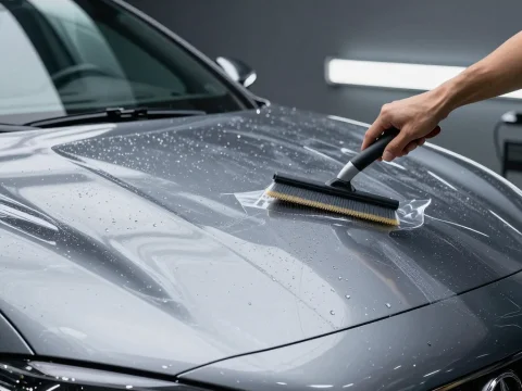 Applying Paint Protection Film on Luxury Car Hood