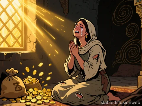 Arabic Woman Finding Hope in Light and Gold