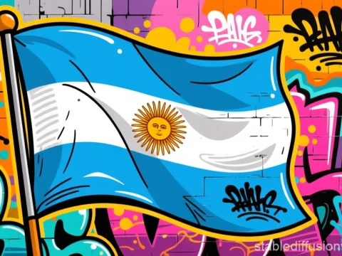 Argentine Flag Graffiti Street Art