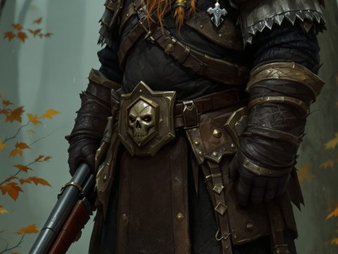 Armored Dwarf Warrior in Autumn Forest