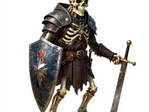 Armored Skeleton Warrior with Sword and Shield
