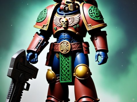 Armored Space Marine with Celtic Motifs and Heavy Weapon