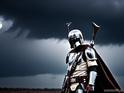 Armored Warrior Under a Moonlit Sky