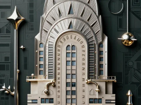 Art Deco Inspired Metallic Skyscraper Sculpture