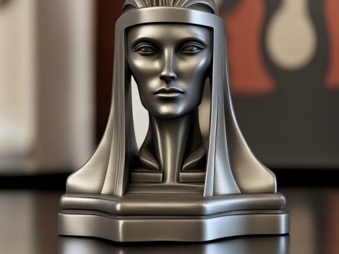 Art Deco Metallic Bust Sculpture