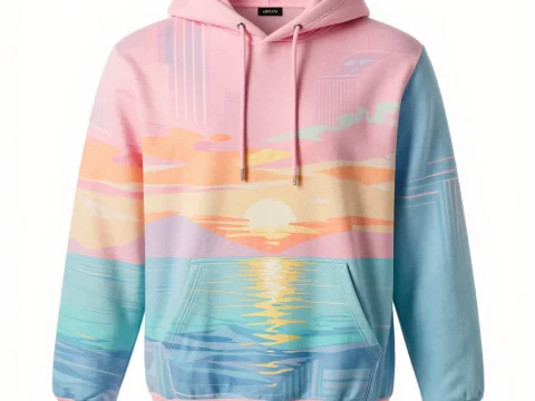 Art Deco Miami Sunset Hoodie in Pastel Colors