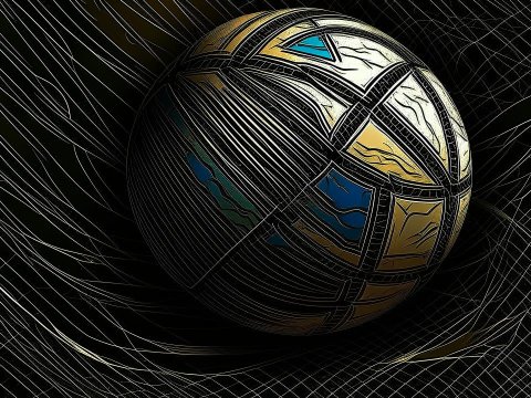 Artistic Volleyball in Net with Stylized Lines