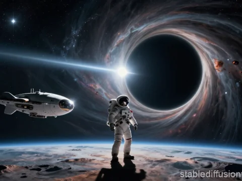 Astronaut Observing a Black Hole from a Planet Surface