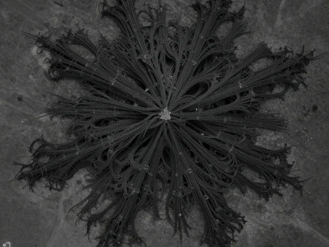 Asymmetrical Dark Growth Pattern on Barren Surface