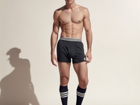 Athletic Male Model in Black Sportswear and Socks
