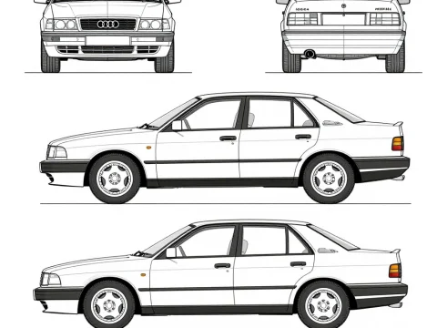 Audi C4 1993 Car Blueprint Technical Drawing