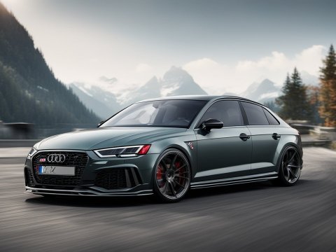 Audi RS in Motion on Mountain Road in Switzerland