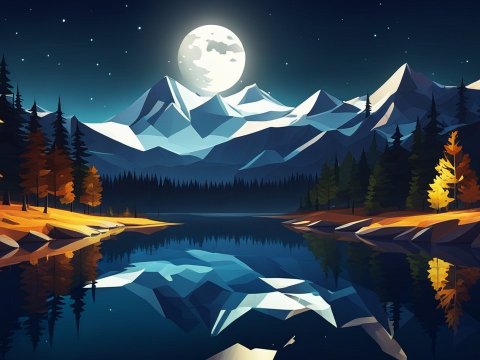 Autumn Night in a Boreal Forest by a Lake