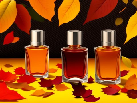 Autumn Perfume Bottles with Falling Leaves