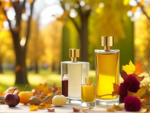 Autumn Perfume Bottles with Seasonal Decorations
