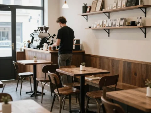 Barista Preparing Coffee in Cozy Minimalist Cafe
