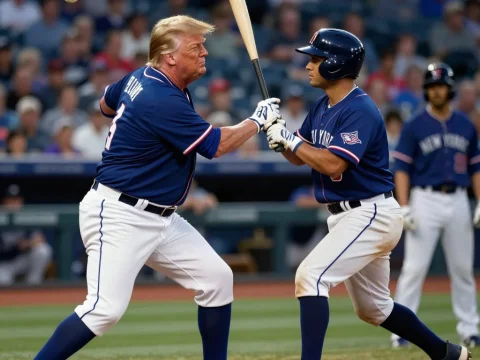Baseball Game Moment with Two Players in Action