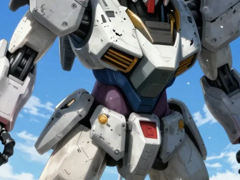 Battle-Damaged Unicorn Mech Standing Strong