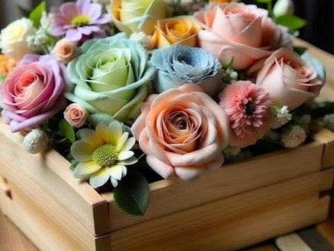 Beautiful Large Floral Arrangement in Wooden Box