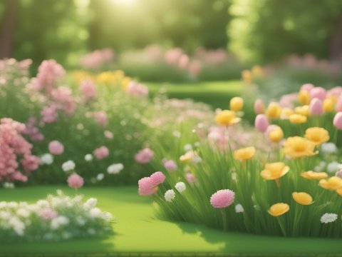 Beautiful Spring Garden with Blooming Flowers