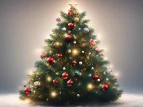 Beautifully Decorated Christmas Tree with Glowing Lights