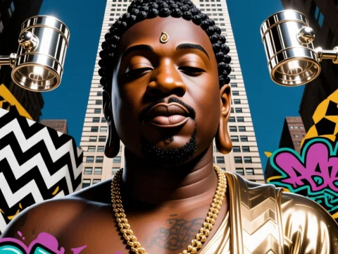 Biggie Smalls as Modern Buddha in Urban Setting