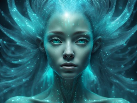Bioluminescent Ethereal Female Portrait