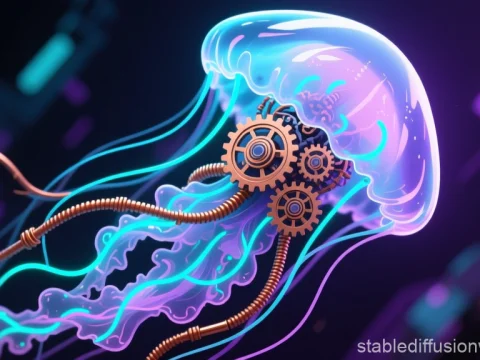 Bioluminescent Jellyfish with Mechanical Gears