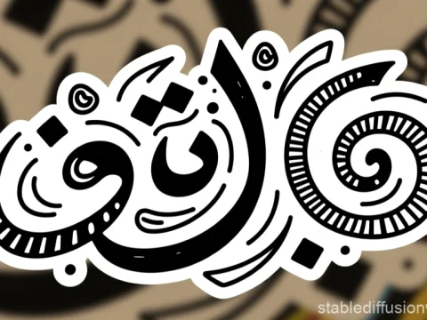 Black and White Arabesque Calligraphy Design