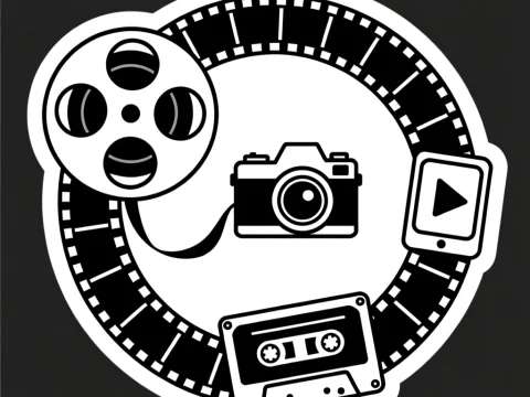 Black and White Audiovisual Heritage Timeline Icons