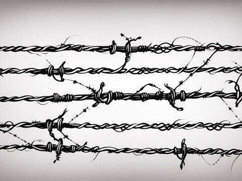 Black and White Barbed Wire Tattoo Drawing