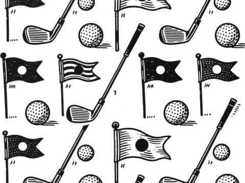 Black and White Golf Club Seamless Pattern