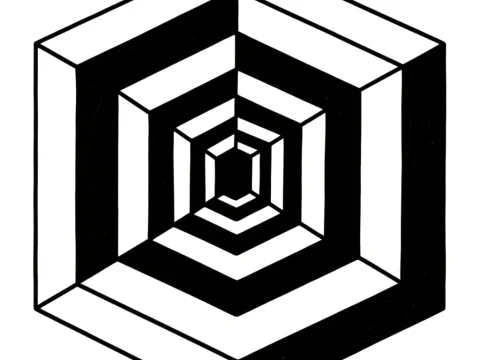 Black and White Hexagonal Optical Illusion