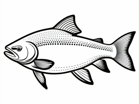 Black and White Illustration of a Fish