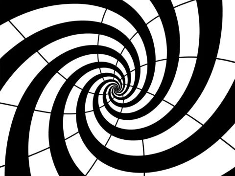 Black and White Impossible Spiral Optical Illusion