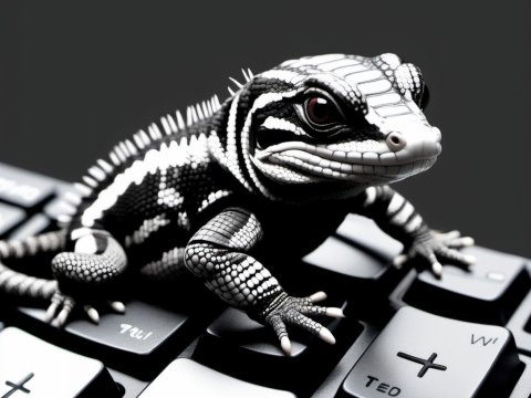 Black and White Lizard on Keyboard