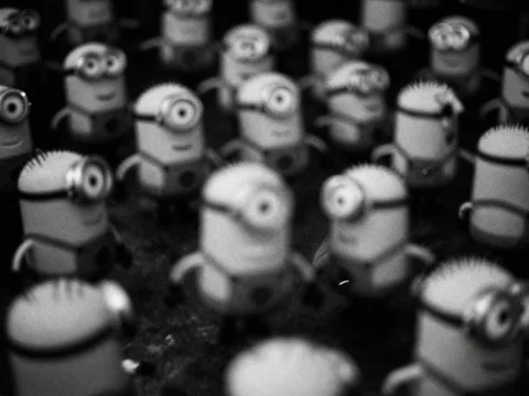 Black and White Minions Dancing Crowd