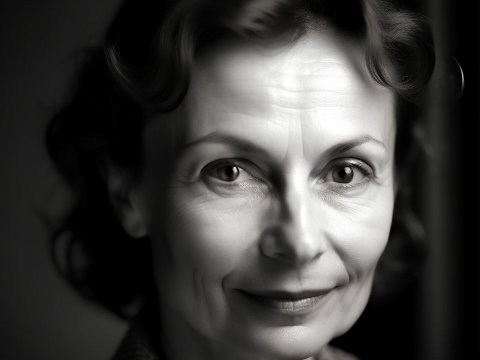 Black and White Portrait of a Mature Woman