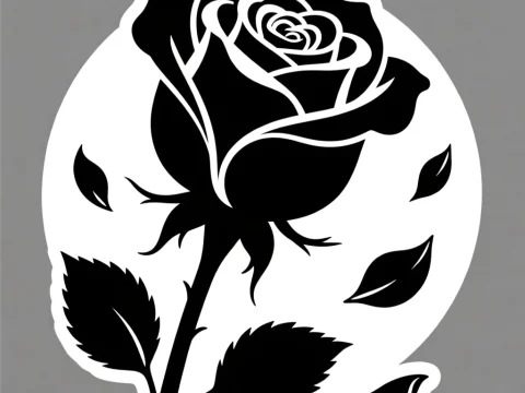 Black and White Rose Silhouette